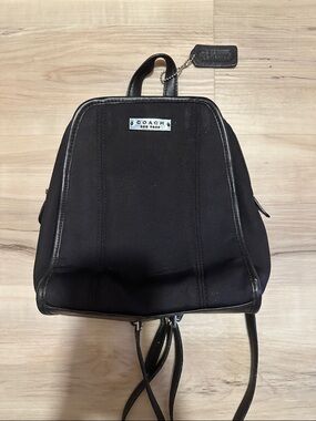 Coach Black Mini Nylon Backpack with Leather Trim